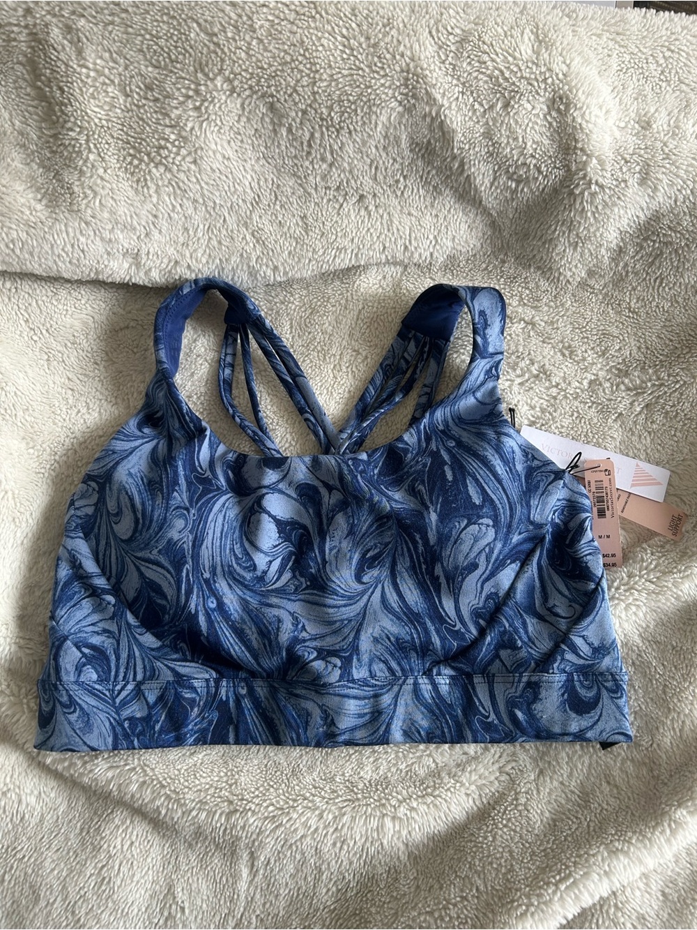 Victoria's Secret Blue Marble-Print Sports Bra